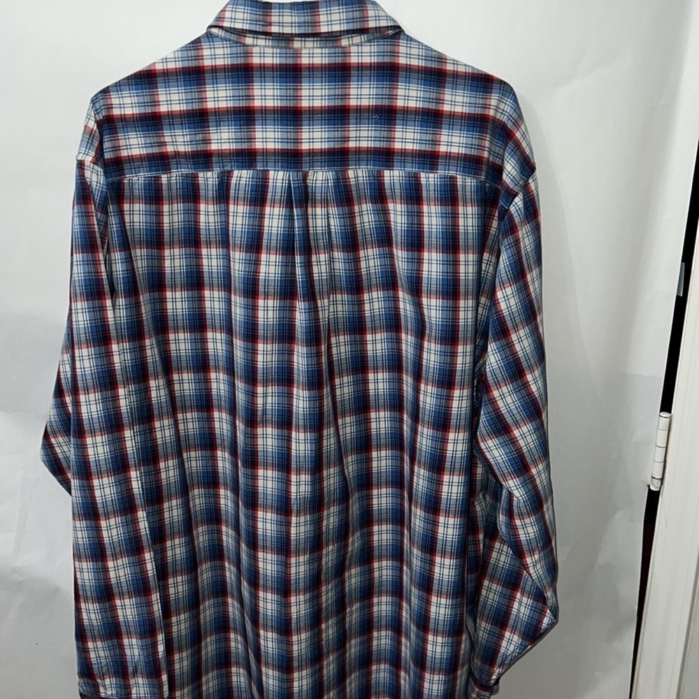 Ralph Lauren Jeans Co Mens Long Sleeve Shirt Blue White Red Plaid Size Large - Picture 5 of 8
